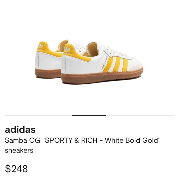 Adidas Samba OG "SPORTY & RICH - White Bold Gold" sneakers size US 6 - Picture 2 of 11